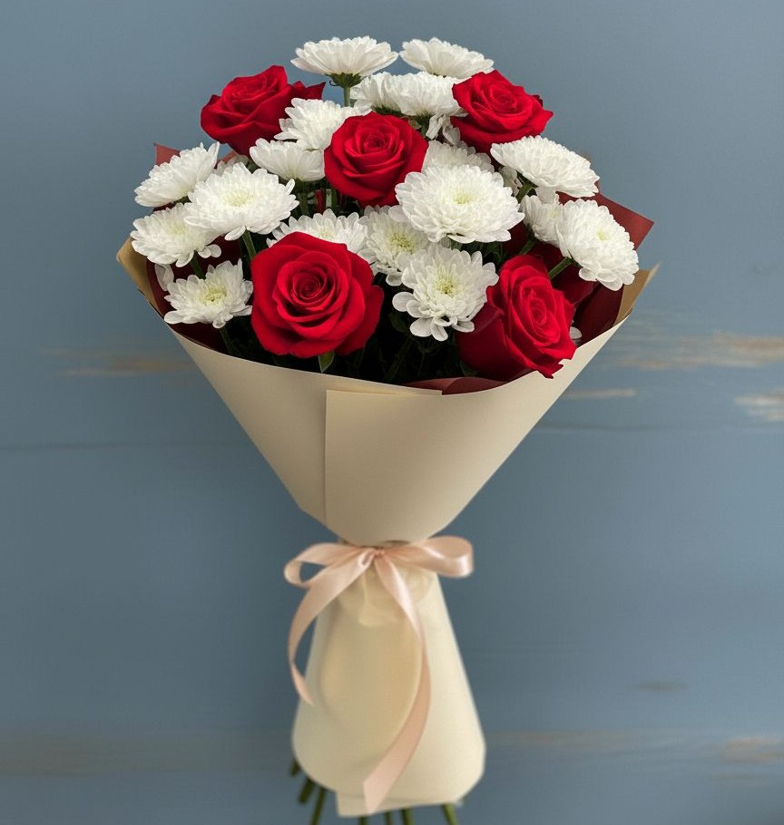 Букет цветов из: Розы и Хризантемы в Первомайском Челябинской области