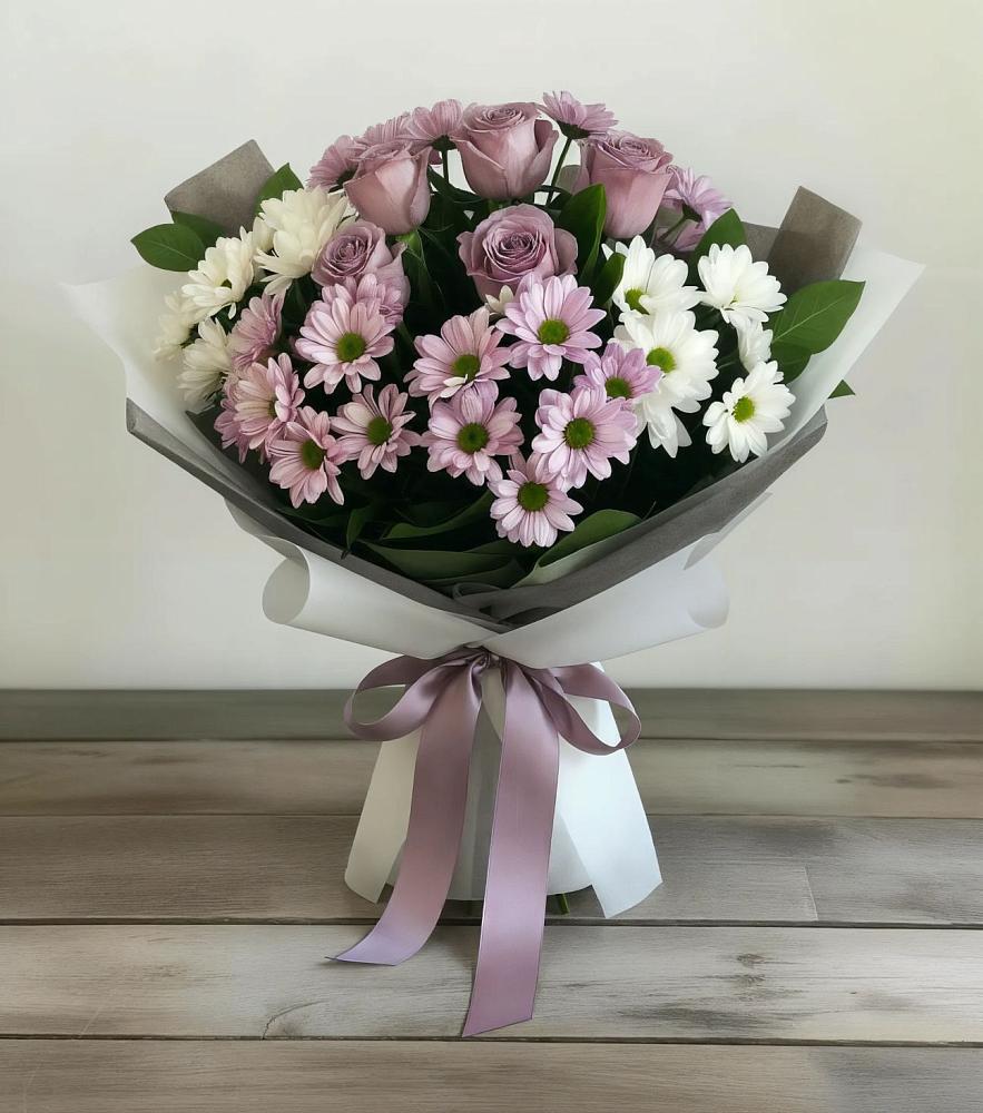 Букет цветов из: Хризантемы и Розы в Первомайском Челябинской области