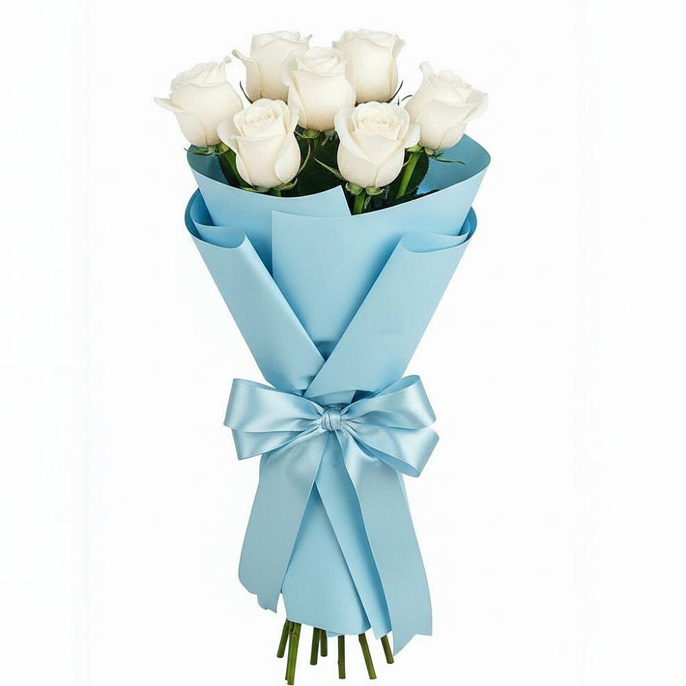 Букет 7 белых роз Проуд в Первомайском Челябинской области