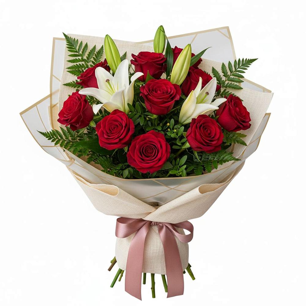 Букет цветов из: Лилии и Розы в Первомайском Челябинской области