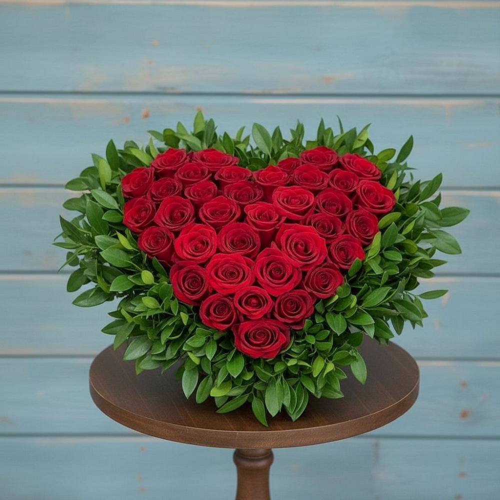 Цветочная композиция из Розы в виде сердца в Первомайском Челябинской области