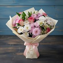 Букет цветов из:  Хризантемы, Альстромерии и Розы в Первомайском Челябинской области