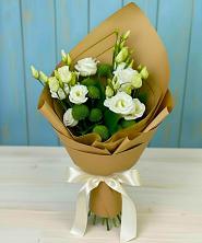 Букет цветов из:  Хризантемы и Лизиантусы в Первомайском Челябинской области