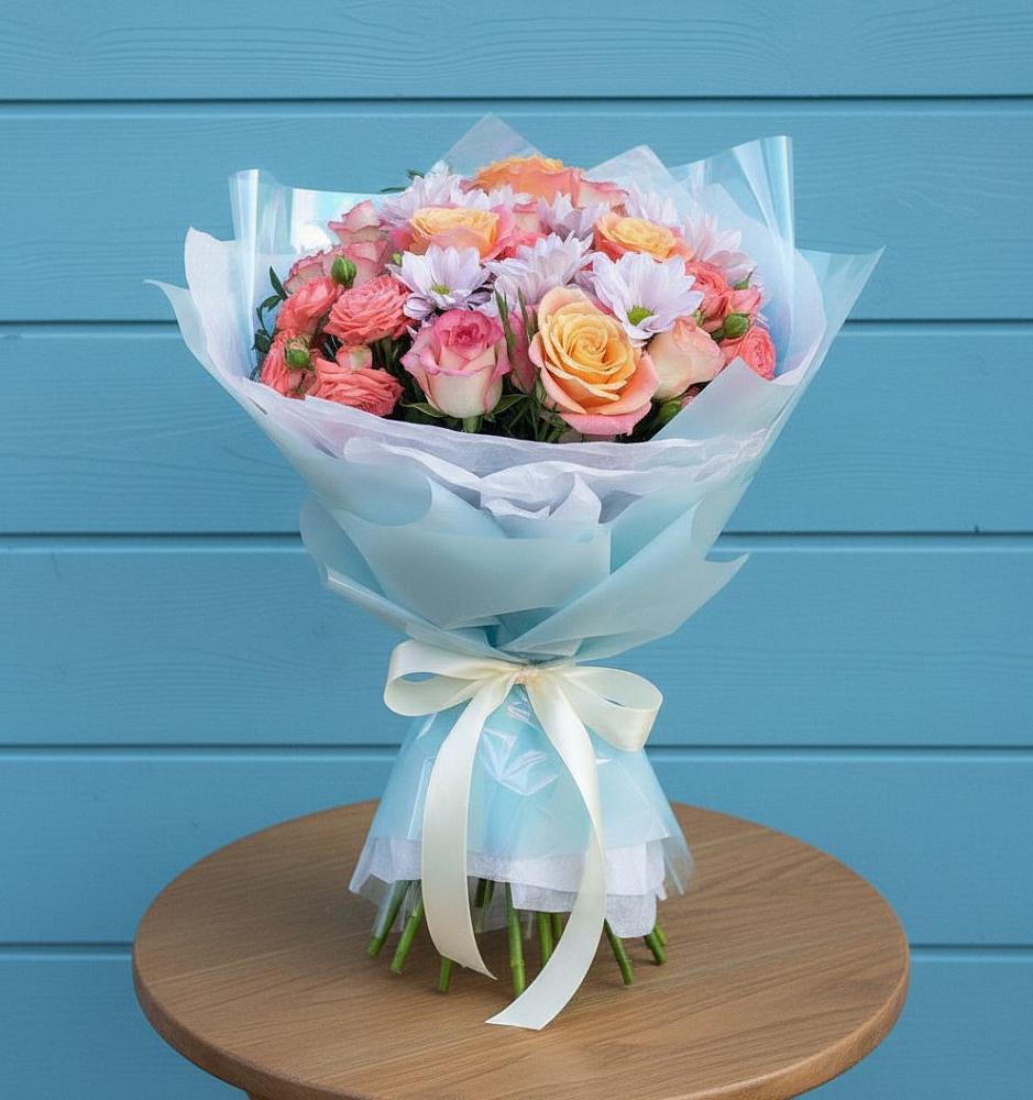 Букет цветов из: Хризантемы и Розы в Первомайском Челябинской области