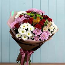 Букет цветов из:  Розы, Хризантемы и Альстромерии в Первомайском Челябинской области