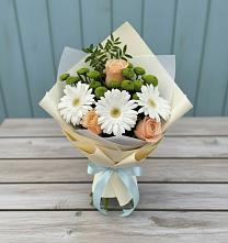 Букет цветов из:  Герберы, Розы и Хризантемы в Первомайском Челябинской области