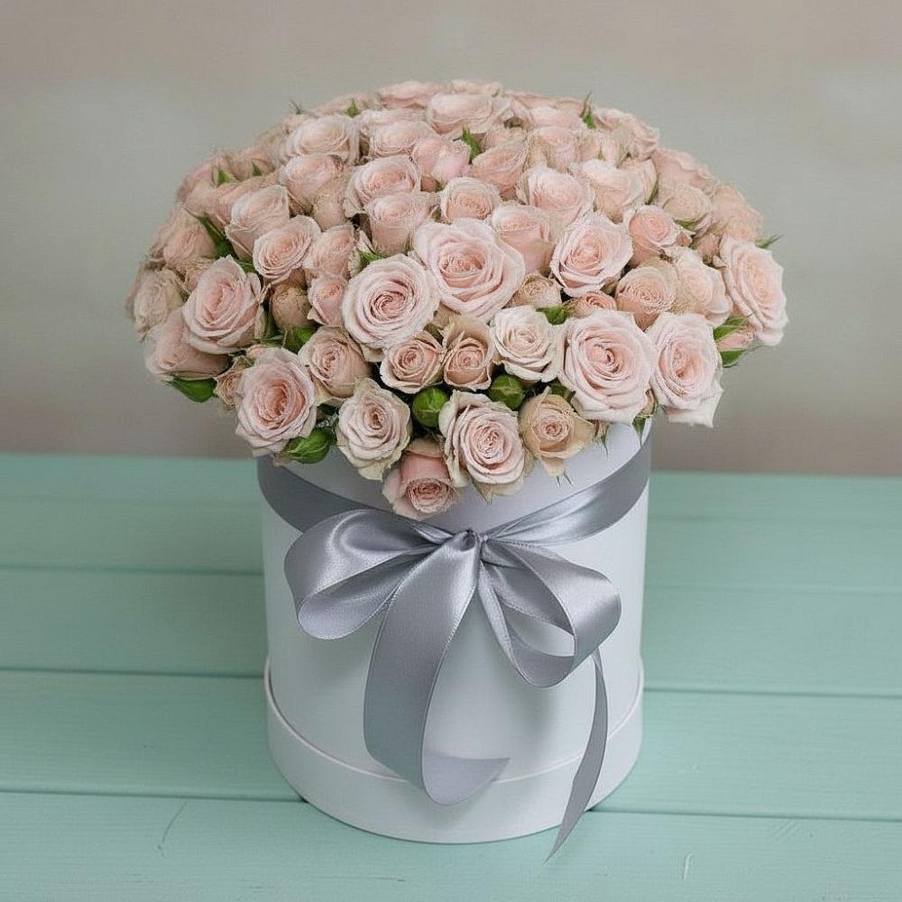 Цветочная композиция из Розы в шляпной коробке в Первомайском Челябинской области